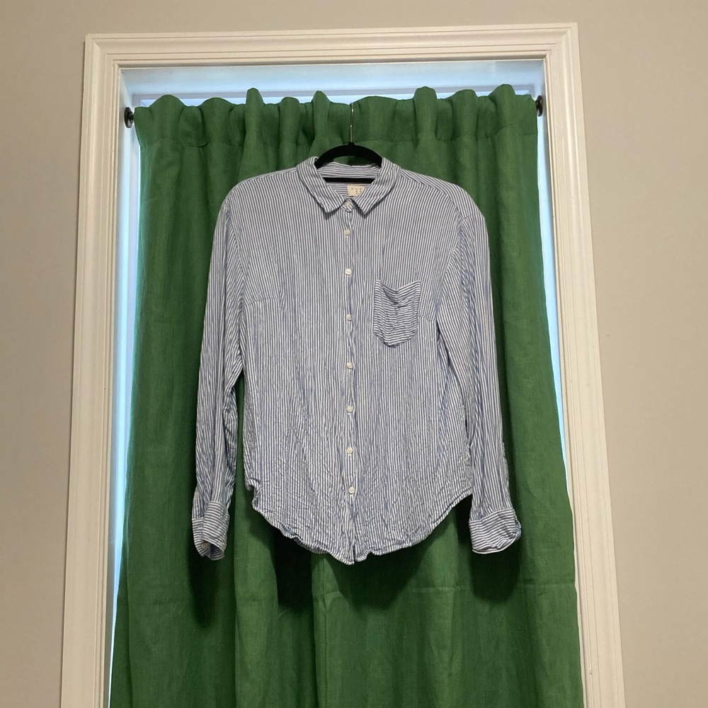 Blue and White Pinstripe Button-Down